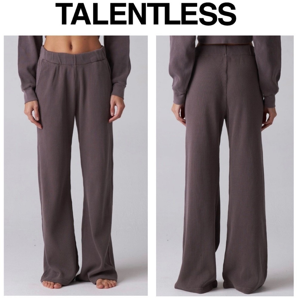 TALENTLESS Women's Medium Waffle Casual Neutral Lounge Pants in Porcini‎ - Picture 2 of 7